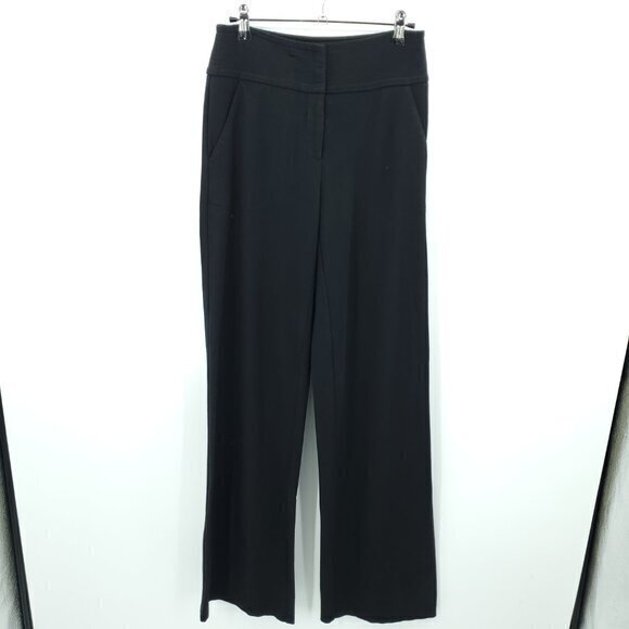 Diane Von Furstenberg Gavin Pants Wide Leg Stretch Ponte Mid-Rise 6 Black - Picture 2 of 16